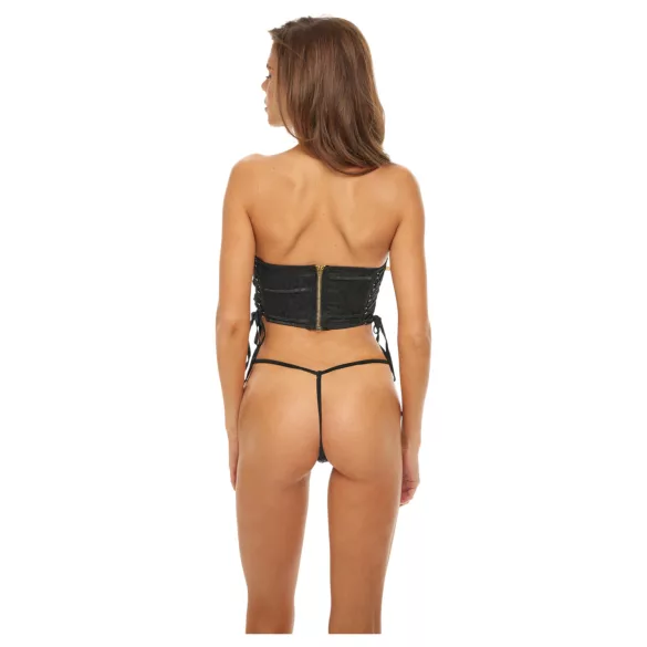 Bombshell - korzet in tangice - leopardji vzorec - črna