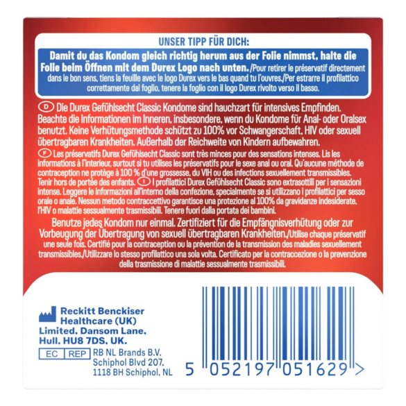 Durex Feel Thin - naravni občutek kondom (3 kos)