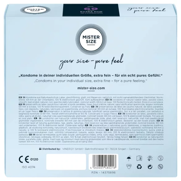 Mister Size - kondom za večji penis - ultra tanek - 69 mm - 36 kos