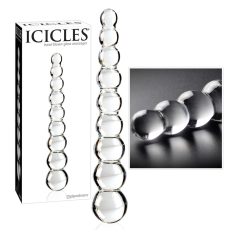 Icicles No. 2 - kroglasti stekleni dildo (prosojen)