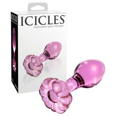 Icicles No. 48 - cvetlični stekleni analni čep (pink)