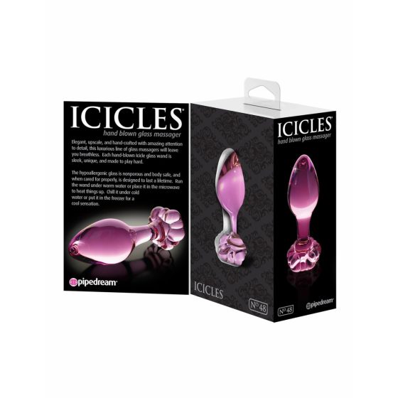 Icicles No. 48 - cvetoči stekleni analni stožec (roza)