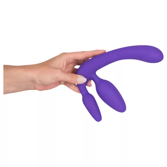 You2Toys - Triple, pripenljiv dildo brez pasu (vijoličen)