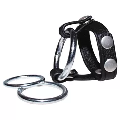   Bad Kitty - usnjeni erekcijski obroč in obroč za moda - črna