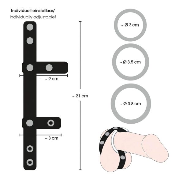 Bad Kitty - usnjen obroček za moda in penis (črn)