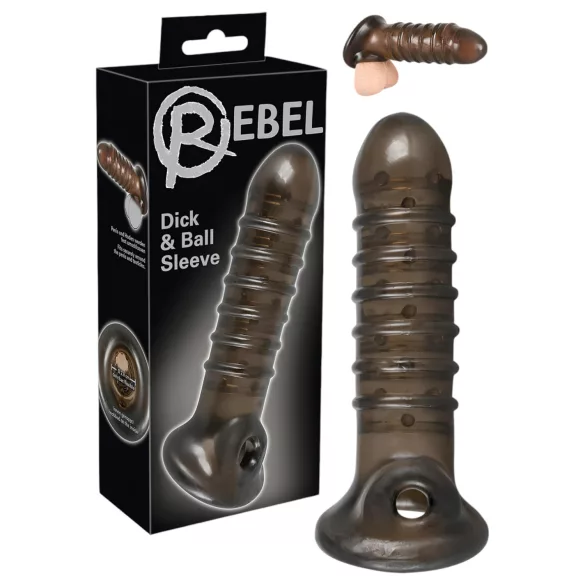 Rebel - penisni nastavek z rebrasto strukturo - sivi