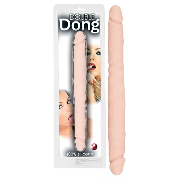 You2Toys - dvojni dildo - 100% silikon - naravna barva