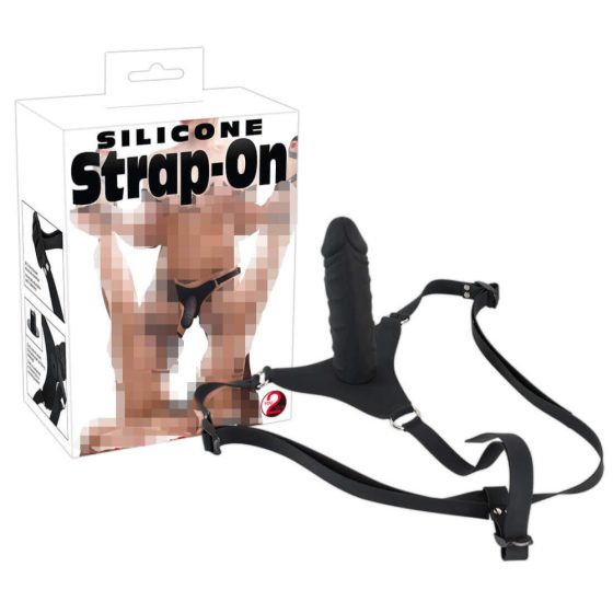 You2Toys - Silikonski trak - Strap-on dildo (črn)