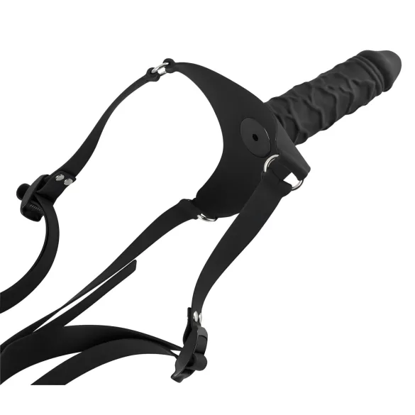 You2Toys - silikonski strap-on dildo - črn