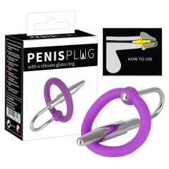   Penisplug - silikonski obroček z uretralnim stožcem (vijolično-srebrni)