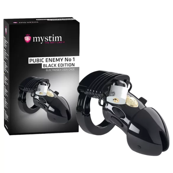 mystim - električni penis obroč - Black Edition PUBIC ENEMY No 1 - črna