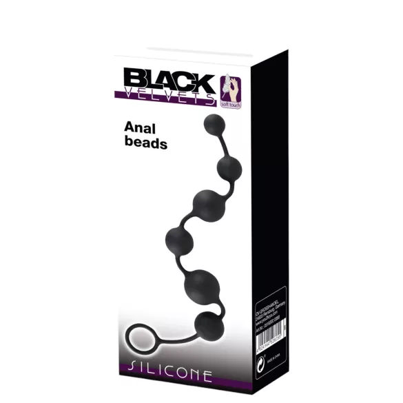Black Velvets - analni dildo z 6 kroglicami - črn