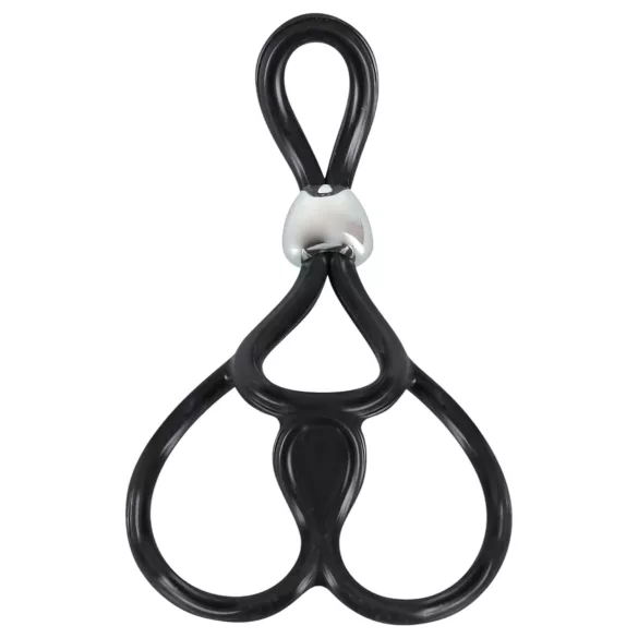 You2Toys - nastavljiv penisni in testisni obroč Tripla - črna