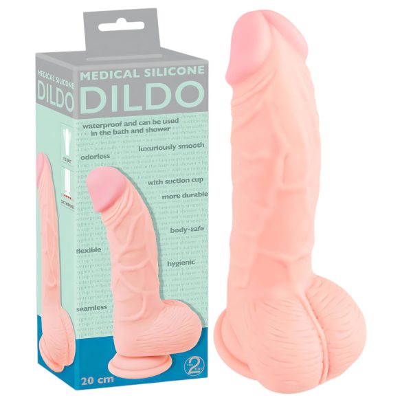Medical - medicinski silikonski dildo (20cm) - naraven