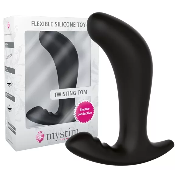 mystim Twisting Tom - elektro analni dildo - črna