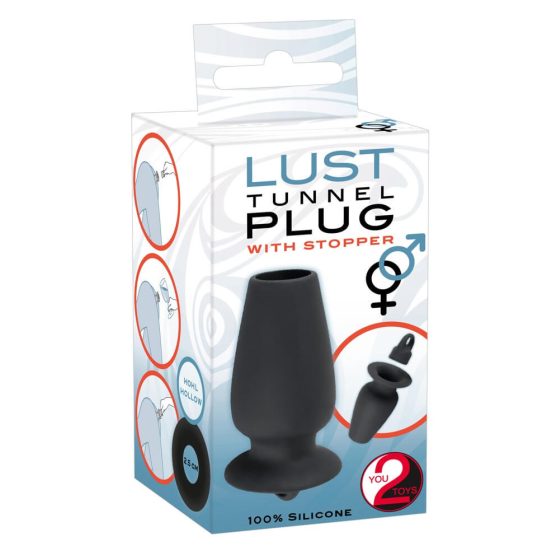 You2Toys - Lust Tunnel - votli analni dilator z zaklepom (črn)