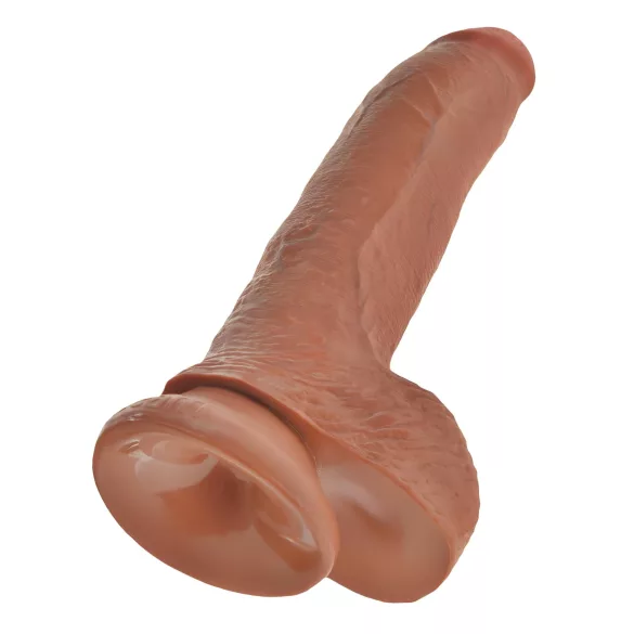 King Cock - dildo s testisi - 23 cm - rjava