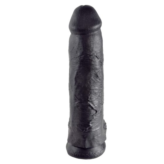 King Cock 12 testisov velik dildo (30 cm) - črn