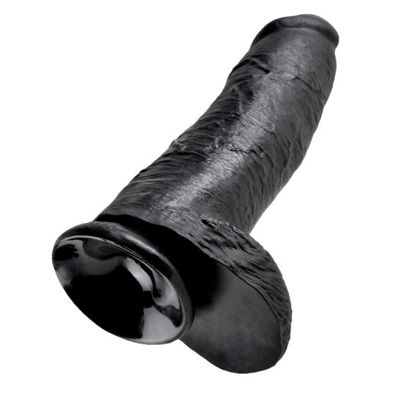 King Cock 12 testisov velik dildo (30 cm) - črn