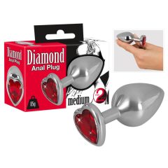   You2Toys - Diamond - 85g aluminijasti analni dildo (srebrno-rdeč)