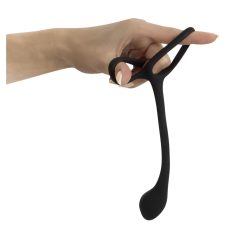   Black Velvet - tanek analni dildo z obročkom za penis in moda (črn)
