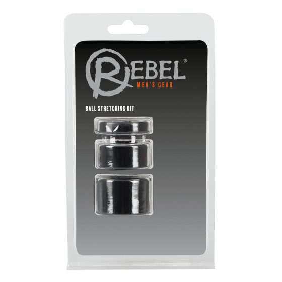 Rebel Ball - komplet za penis, obroček in raztezanje - (črn)