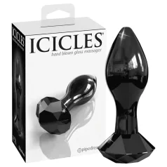 Icicles No. 78 - analni čep iz stekla - črn - koničast