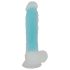 You2Toys - dildo z oprijemom - sveti v temi - modra
