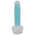 You2Toys - dildo z oprijemom - sveti v temi - modra
