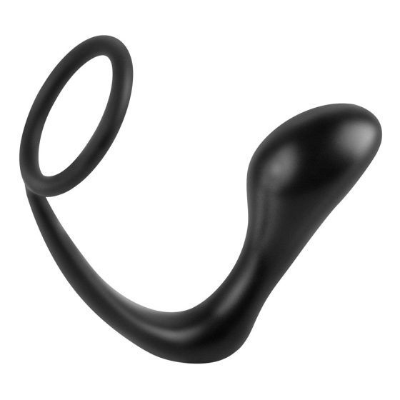 analfantasy ass-gasm plug - analni dildo z obročkom za penis (črn)
