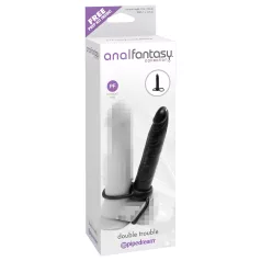 analfantasy - dvojni pripenjalni analni dildo - črna