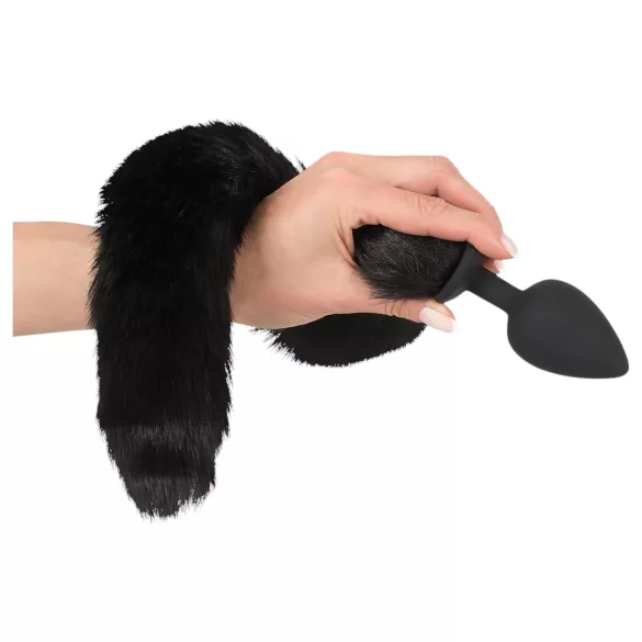 Bad Kitty - analni čep set - mačje ušeske - črna