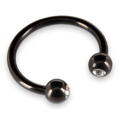   Rebel Glans Ring - prstan s kamenčki in želodom nakit (črna)