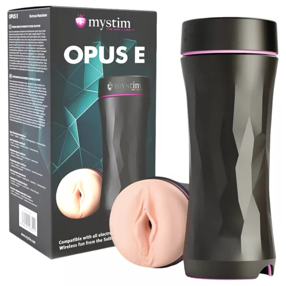 mystim Opus E Vagina - elektro umetna vagina - naravno črna