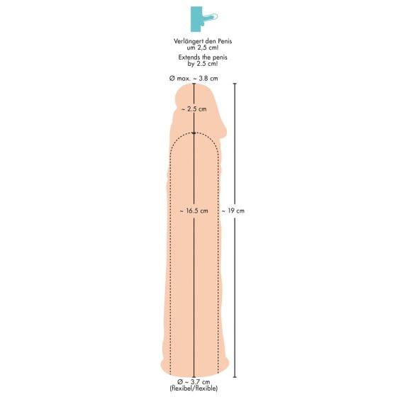 You2Toys - Silikonski podaljšek za penis (naravni) - 19 cm