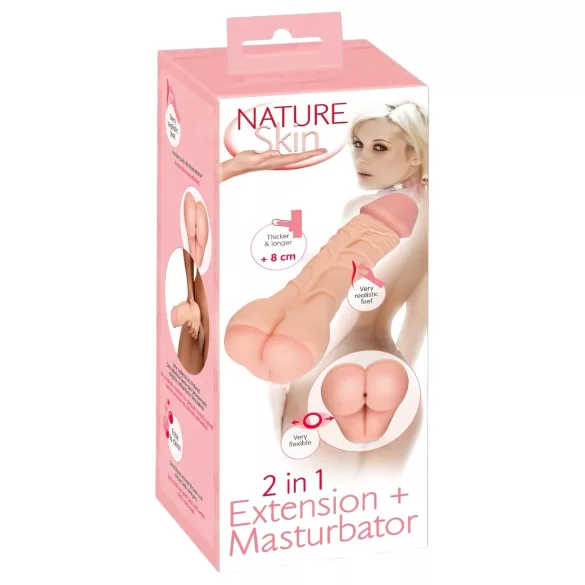 Nature Skin - dvojno umetno zadnjico in penis tulec - naravna barva