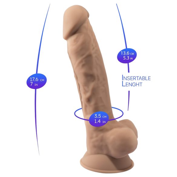 Silexd 7 - dildo s priseskom - 17,5 cm - naravna barva