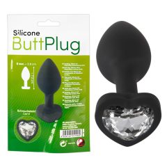 You2Toys Butt Plug - analni dildo z belim kamnom (črn)