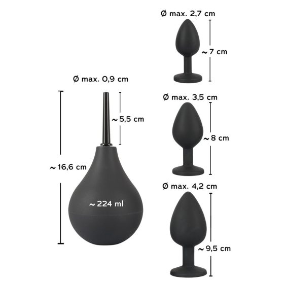 Black Velvet - Komplet analnih vibratorjev (4 deli) - črni