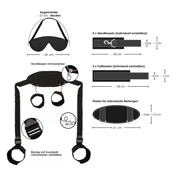 Bad Kitty - komplet ovratnica zapestnice gleženj - črna