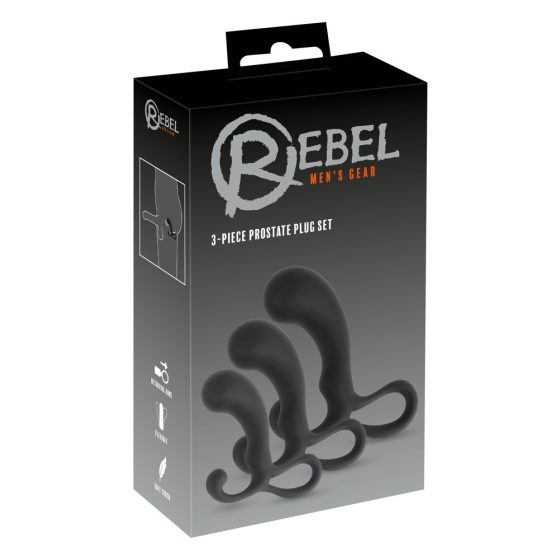 Rebel - 3delni set prostatičnih dildov (črn)