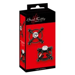   Bad Kitty - nakit za bradavičke z zavojem (kristalčki) - črna