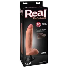   Real Feel Deluxe No.5 - realistični vibrator s testisi - kožna barva