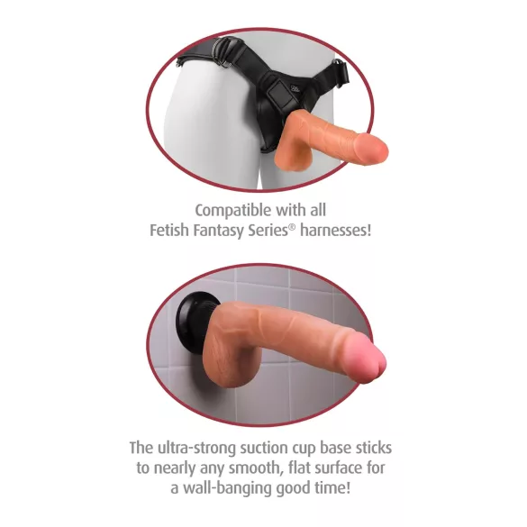 Real Feel Deluxe No.12 - realistični vibrator s testisi - naravna barva