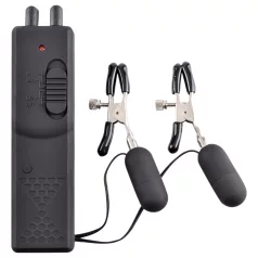 Fetish - vibratorne sponke za bradavičke - črne