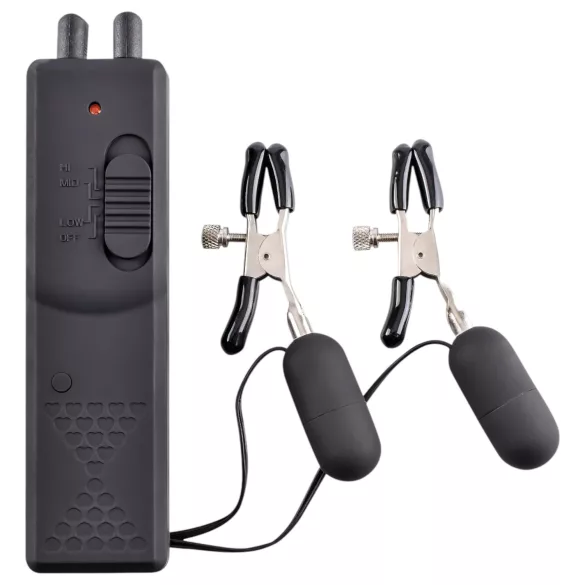 Fetish - vibratorne sponke za bradavičke - črne