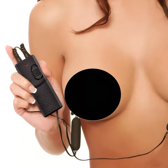 Fetish - vibratorne sponke za bradavičke - črne