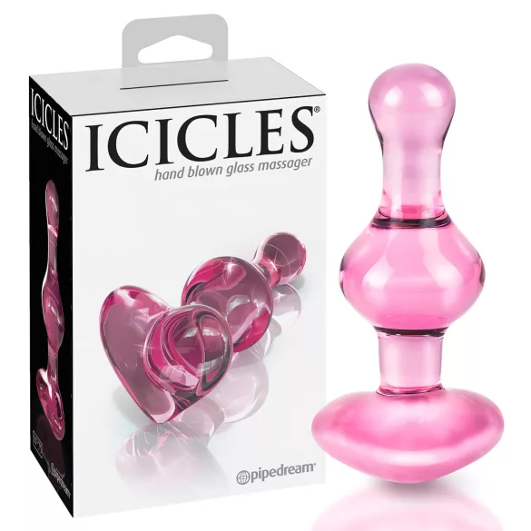 Icicles No. 75 - analni čep - steklo srček - roza