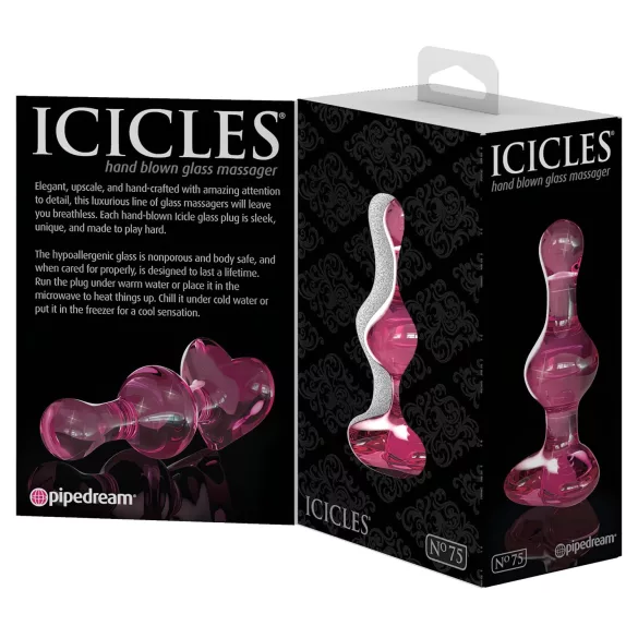 Icicles No. 75 - analni čep - steklo srček - roza