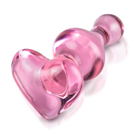 Icicles No. 75 - stekleni analni dildo v obliki srca (roza)